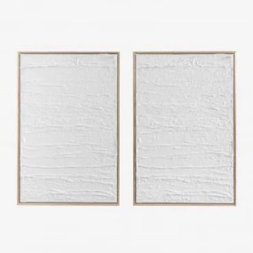 Pack De 2 Quadros Decorativos 60x90 Cm Em Relevo De Escayola Leclerc Branco - Sklum