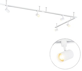 Sistema de iluminação de trilho pendente moderno com 5 focos brancos monofásicos - Iconic Jeana