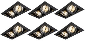 Conjunto de 6 Focos Embutidos Ajustáveis AR111 de 2 Luzes Pretos - Oneon