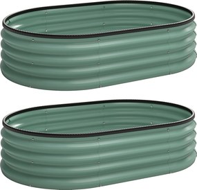 Outsunny Conjunto de 2 canteiros de jardim, 135 x 90 x 30 cm, jardineira em aço galvanizado com bordas em borracha, verde | Aosom Portugal