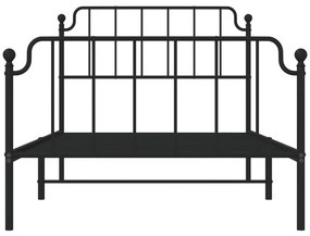 Estrutura de cama com cabeceira e pés 107x203 cm metal preto