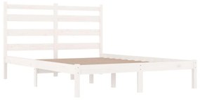 Estrutura de cama 140x190 cm madeira de pinho maciça branco