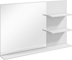 kleankin Espelho de Casa de Banho de Parede com 2 Prateleiras Laterais e Prateleira Inferior 75x10x48 cm Branco | Aosom Portugal