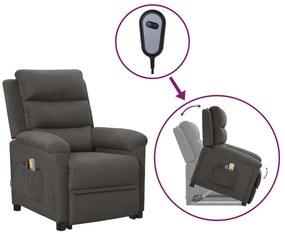 vidaXL Poltrona de massagens elevatória tecido cinzento-escuro