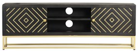 Móvel de TV 120x30x40 cm mangueira maciça preto e dourado