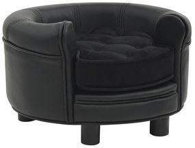 vidaXL Sofá para cães 48x48x32 cm pelúcia e couro artificial preto