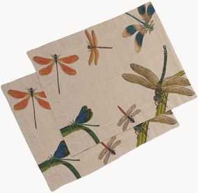 Individuais de mesa em linho Lakeside Dragonflies, conjunto de 2