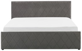 Cama com arrumação em veludo cinzento 140 x 200 cm ROCHEFORT Beliani