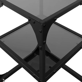 Mesas de centro c/ tampo em vidro preto 2 pcs 30x30x45 cm aço