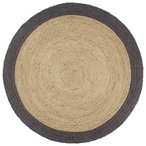 Tapete artesanal em juta com rebordo cinzento escuro 210 cm