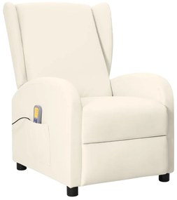 vidaXL Poltrona reclinável massagens couro artificial cor creme