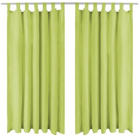 Cortinas de cetim com presilhas 2 pcs 140x245 cm verde