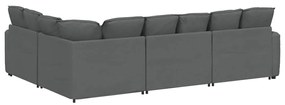 Sofá modular com almofadas tecido cinzento-escuro