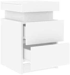 Mesa de cabeceira com luzes LED 35x39x55 cm branco