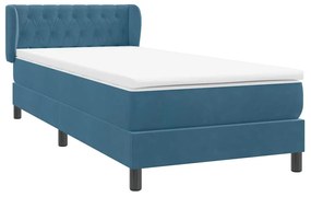 Cama com molas/colchão 80x220 cm veludo azul-escuro