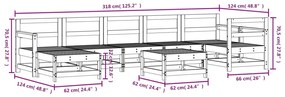 8 pcs conjunto lounge de jardim madeira de pinho impregnada