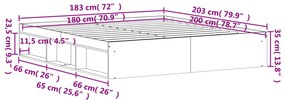 Estrutura de cama super king size 180x200 cm preto