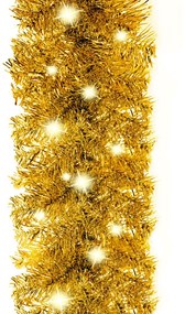 Grinalda de Natal com luzes LED 5 m dourado