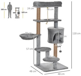 PawHut Arranhador para Gatos Altura 120 cm Torre para Gatos com Plataf