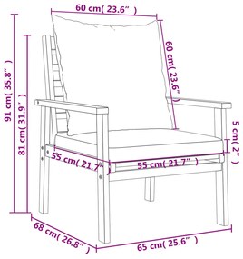 3 pcs conjunto lounge de jardim c/ almofadões acácia maciça