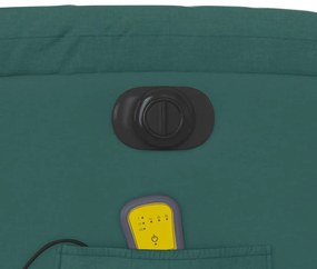 Poltrona reclinável de massagens elétrica tecido verde-escuro
