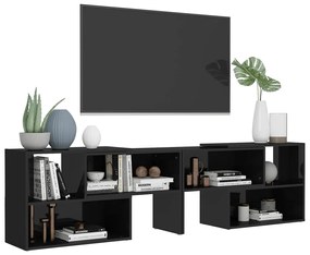 Móvel de TV 149x30x52 cm derivados de madeira preto brilhante