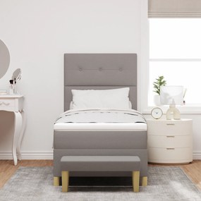 Cama Box Spring vidaXL com Colchão e Banco Taupe 90x200 cm em Tecido