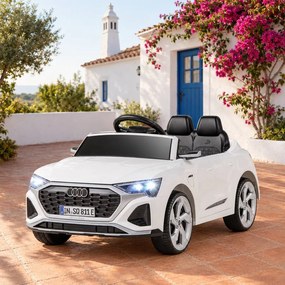 Carro elétrico para crianças de 12 V com controlo remoto de 2,4 G Luzes LED Arranque suave e suspensão com molas Branco