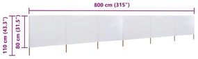 Para-vento com 6 painéis em tecido 800x80 cm branco