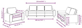 3 pcs conjunto de sofás tecido cinzento-claro