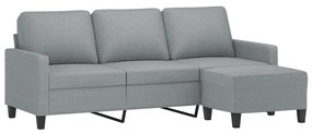 Sofá Luka Chaise Longue de 3 Lugares em Tecido - Cinzento - Design Nór