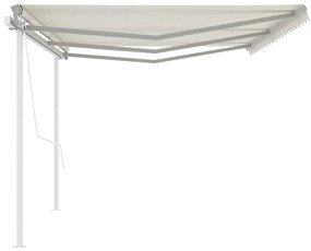 Toldo retrátil automático com postes 6x3 m cor creme