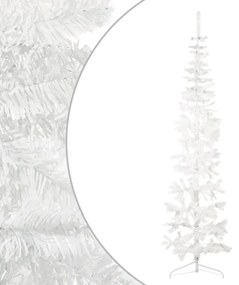 vidaXL Meia árvore de Natal fina com suporte 210 cm branco
