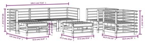 7 pcs conjunto lounge de jardim madeira de pinho impregnada