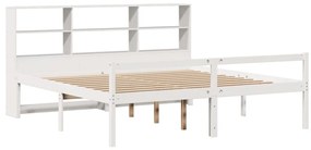 Cama com estante sem colchão 180x200 cm pinho maciço branco