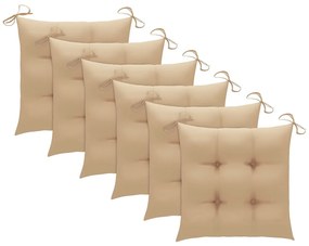 Cadeiras de jardim 6 pcs c/ almofadões madeira de acácia maciça