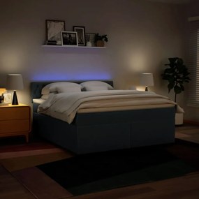 Cama com molas/colchão 180x200 cm tecido azul