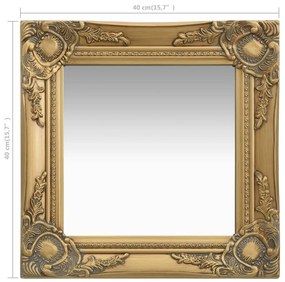 Espelho de parede estilo barroco 40x40 cm dourado