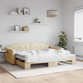 Sofá-cama com gavetão 90x200 cm tecido cor creme