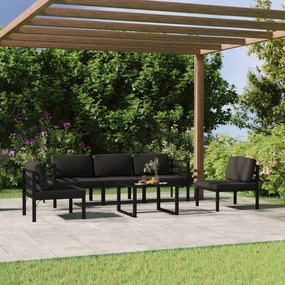 vidaXL 6 pcs conjunto lounge jardim com almofadões alumínio antracite