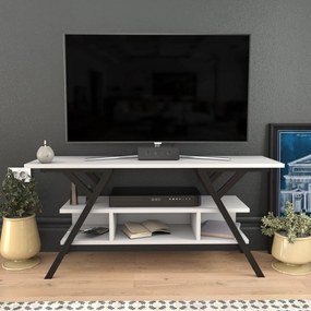 Móvel TV Minerva – Preto e Branco – 120 cm x 35 cm x 55 cm