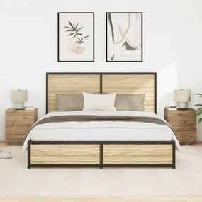 Camas de cabeceira vidaXL com luzes LED 2 pcs Carvalho Artesanal 45x40
