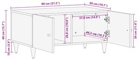 Mesa de centro 80x50x40 cm madeira de mangueira maciça