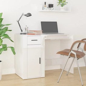 vidaXL Secretária 100x49x75 cm derivados de madeira branco brilhante