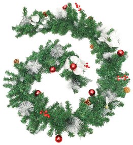 Grinalda de Natal com luzes LED 2,7 m PVC verde