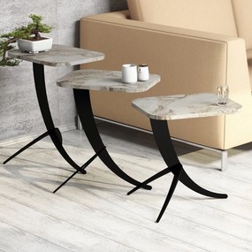 Conjunto de Mesas de Apoio Pion – Branco e Preto – 35x45x60 cm