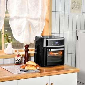 Forno de ar 8 em 1 13 L 1700 W Fritadeira sem óleo com ecrã táctil 8 Menus pré-definidos Temperatura e temporizador ajustáveis