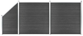vidaXL Conjunto de painel de vedação WPC 446x(105-186) cm preto