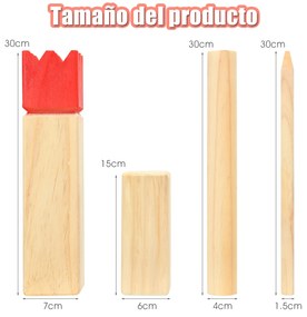 Conjunto de Jogo para exterior de Madeira Crianças, Adultos e Família Natural e Vermelho