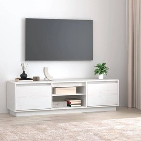 Móvel de TV 140x35x40 cm madeira de pinho maciça branco